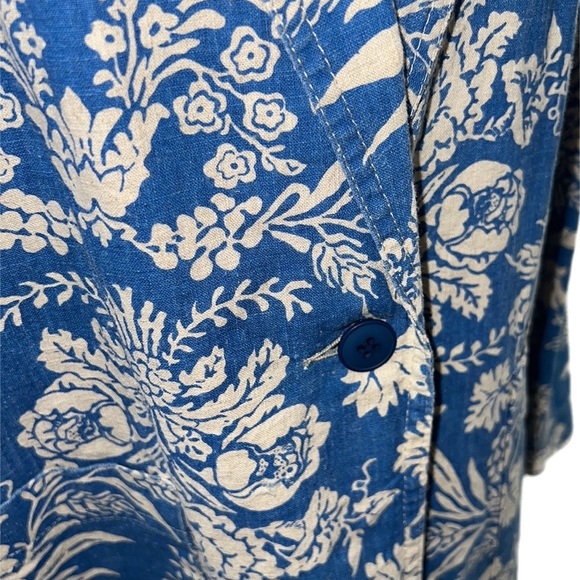NWOT 1990’s  Vintage Cathy Daniel’s Blue White Floral Linen Cotton Blazer S - Picture 7 of 12
